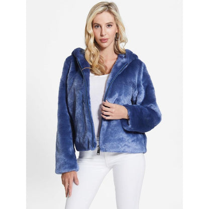 Guess Blue Marabou Coat