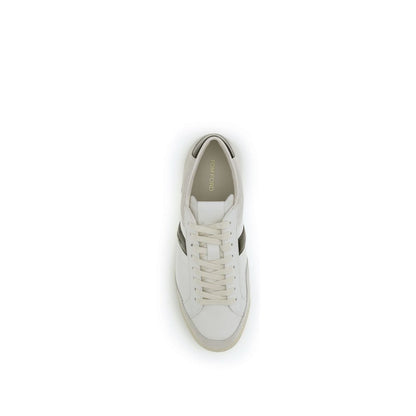 Tom Ford White Calf Leather Bos Taurus Sneakers