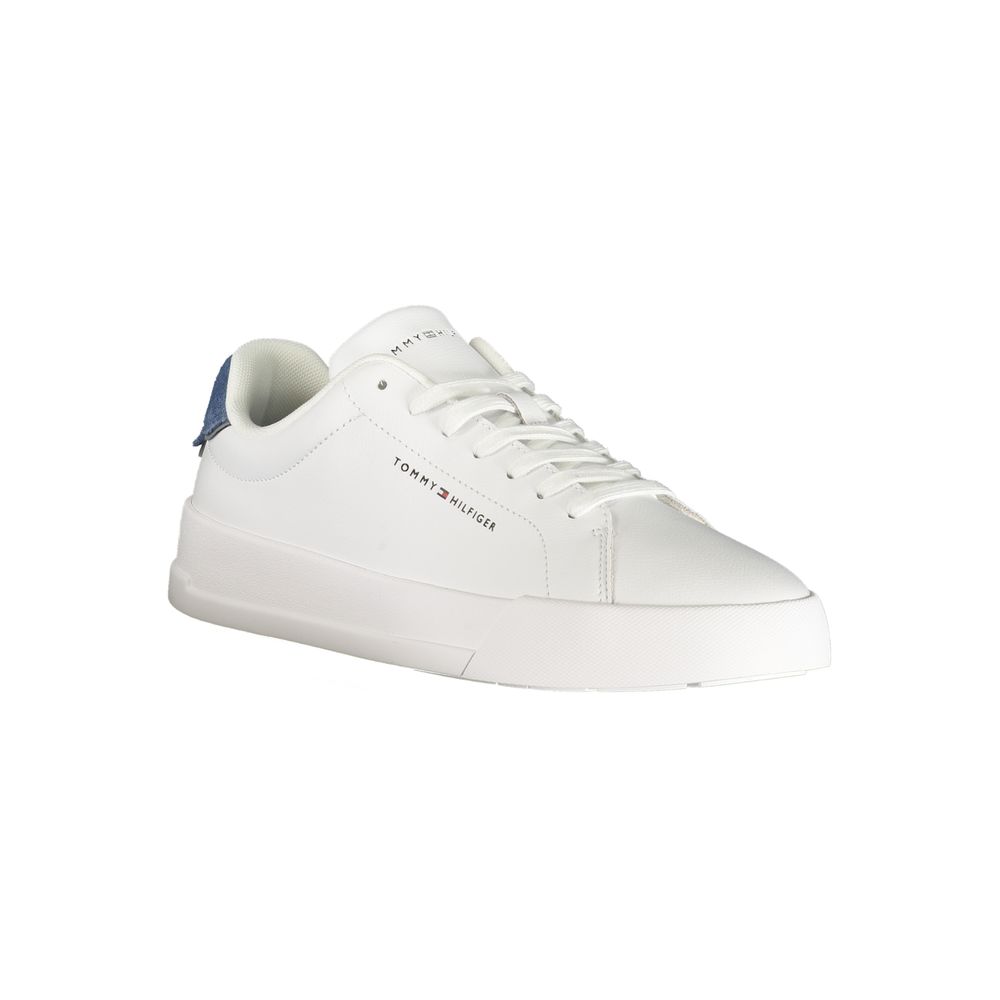 Tommy Hilfiger White Polyurethane Men's Sneakers