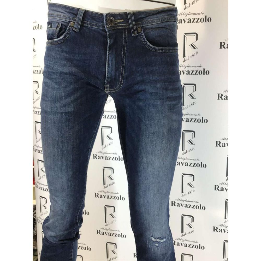 Gas Blue Cotton Slim Fit Jeans