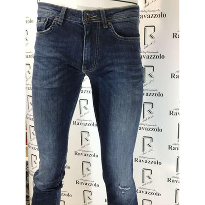 Gas Blue Cotton Slim Fit Jeans