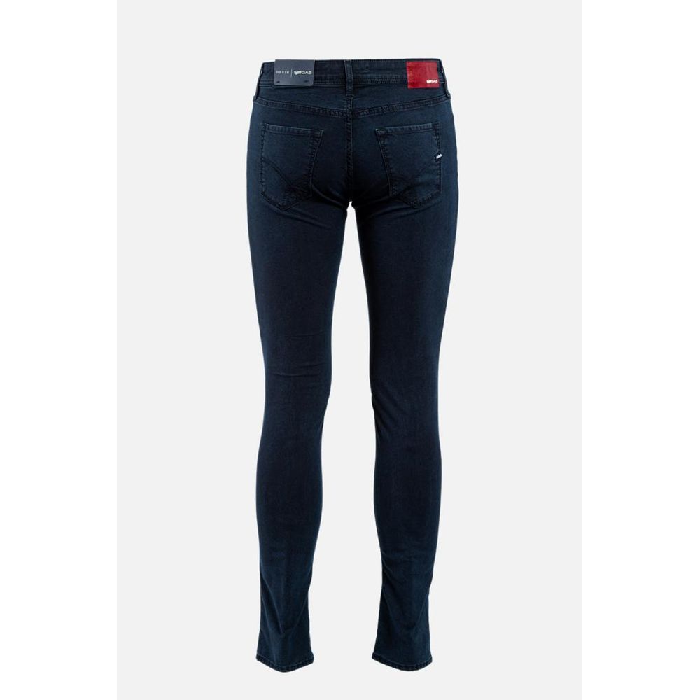 Gas Blue Cotton Slim Fit Jeans