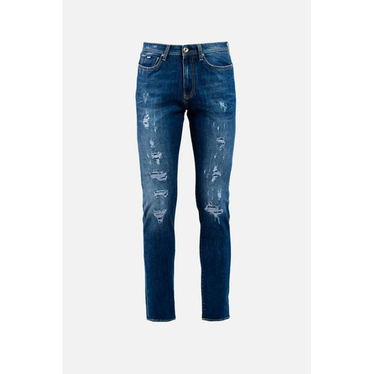 Gas Blue Cotton Slim Fit Jeans
