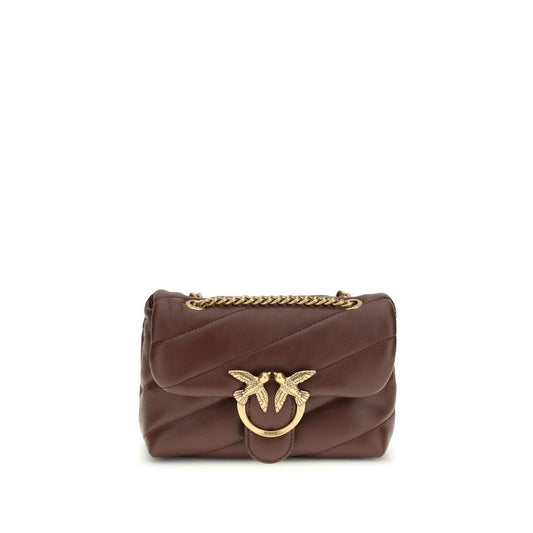 PINKO Brown Calf Leather Bos Taurus Shoulder Bag