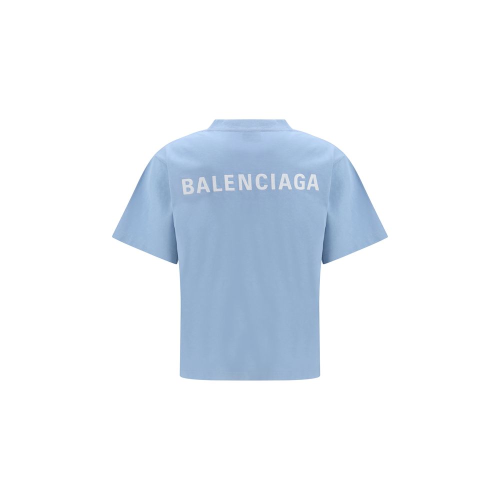 Balenciaga Light Blue Cotton T-Shirt