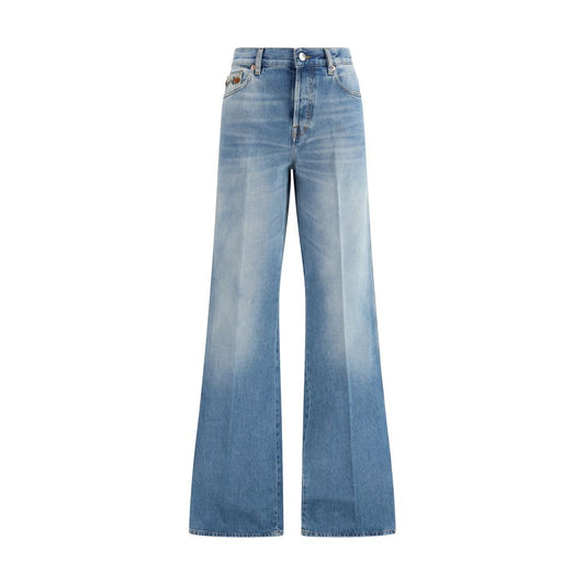 Gucci Light Blue Cotton Flared Jeans