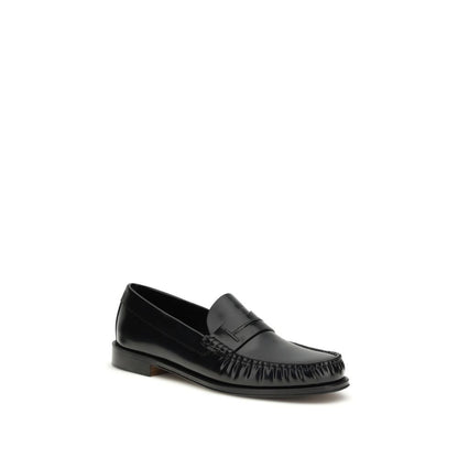 Tom Ford Black Calf Leather Bos Taurus Slip-On Loafers