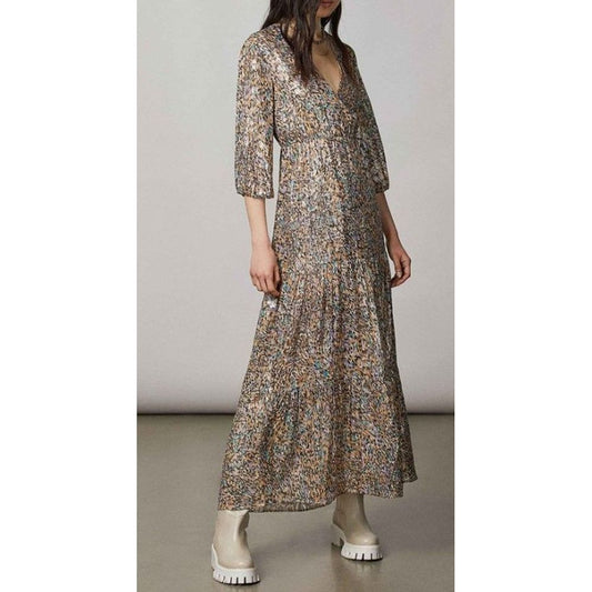 Patrizia Pepe Gold Silk Casual Dress