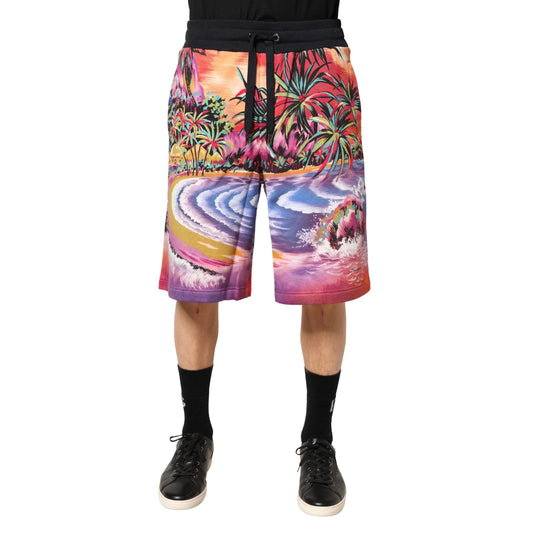 Dolce & Gabbana Multicolor Graphic Print Cotton Bermuda Shorts