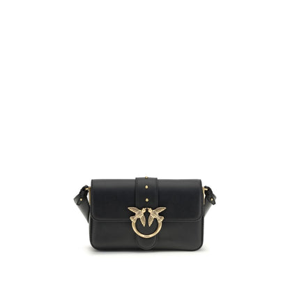 PINKO Black Calf Leather Bos Taurus Shoulder Bag