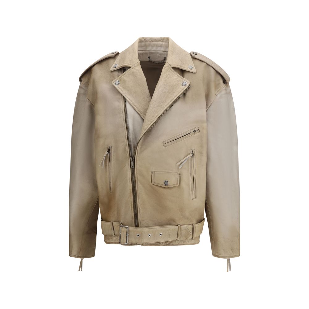 Golden Goose beige bikerjakke i bøffellæder