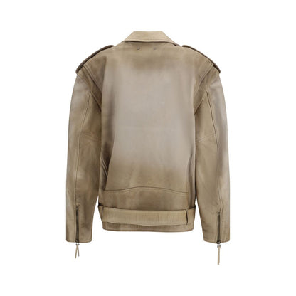 Golden Goose beige bikerjakke i bøffellæder