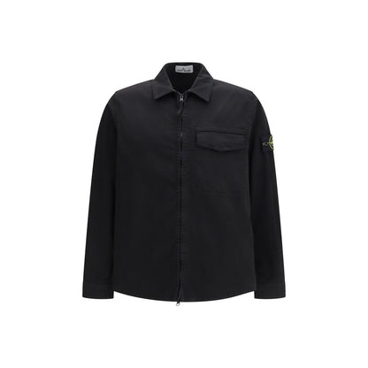 Stone Island Black Cotton Jackets And Coat