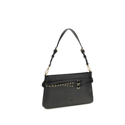 PINKO Black Calf Leather Bos Taurus Shoulder Bag