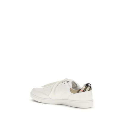 Burberry White Calf Leather Bos Taurus Low Top Sneakers