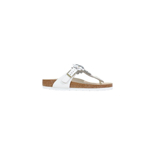 Birkenstock White Leather Flat Sandals