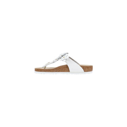 Birkenstock White Leather Flat Sandals