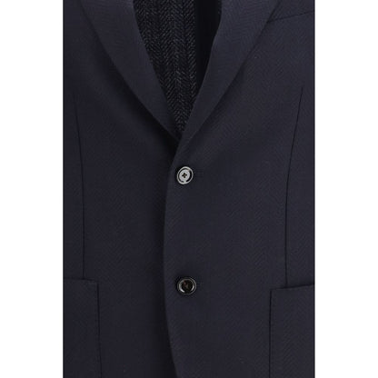 Lardini Blue Fleece Wool Blazer