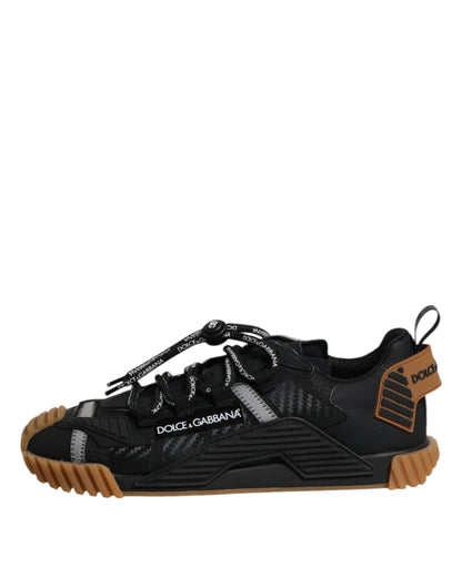 Dolce & Gabbana Black Logo Lace Up Low Top NS1 Sneakers Shoes
