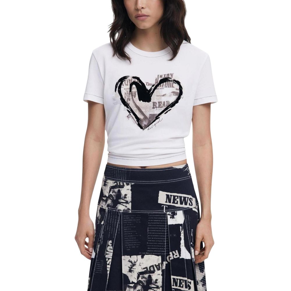 Desigual White Cotton T-Shirt