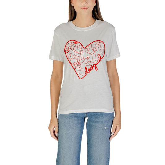 Desigual White Cotton T-Shirt