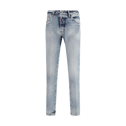 Dsquared² Blue Cotton Straight-Leg Jeans
