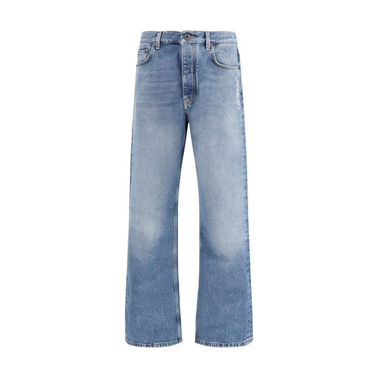 Off-White Blue Cotton Relaxed Fit Jeans