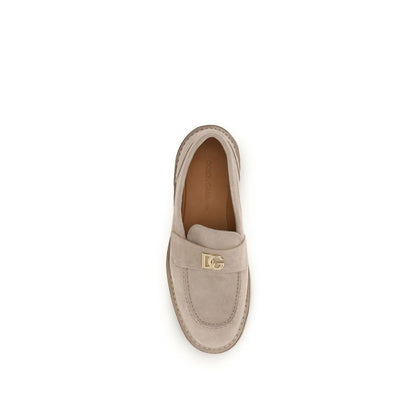 Dolce & Gabbana Beige Calf Leather Bos Taurus Slip-On Loafers