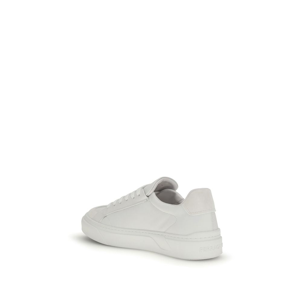 Ferragamo White Calf Leather Bos Taurus Sneakers