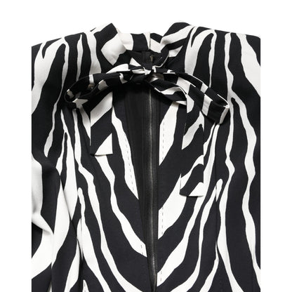 Dolce & Gabbana Black White Viscose Zebra Pattern Jumpsuit