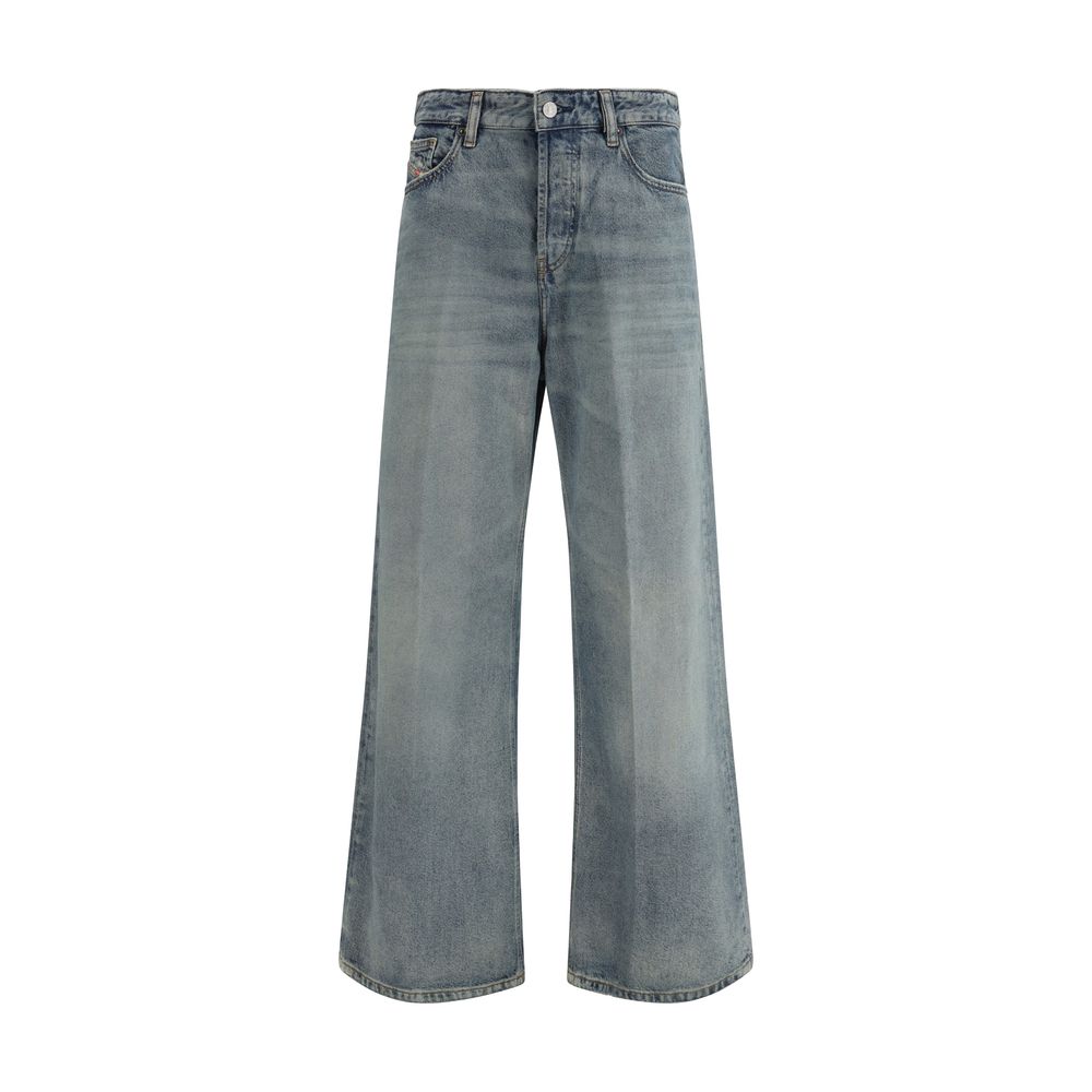 Diesel Blue Cotton Relaxed Fit Jeans