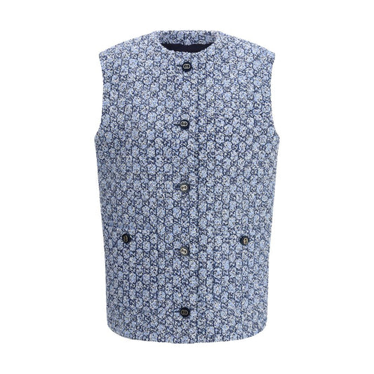 Gucci Blue Cotton Sleveless Jacket