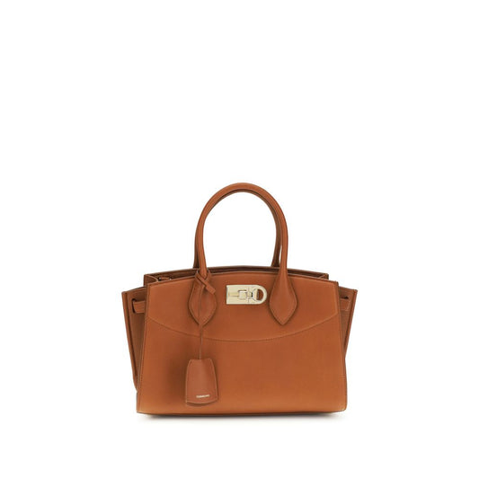 Ferragamo Brown Calf Leather Bos Taurus Shoulder Bag