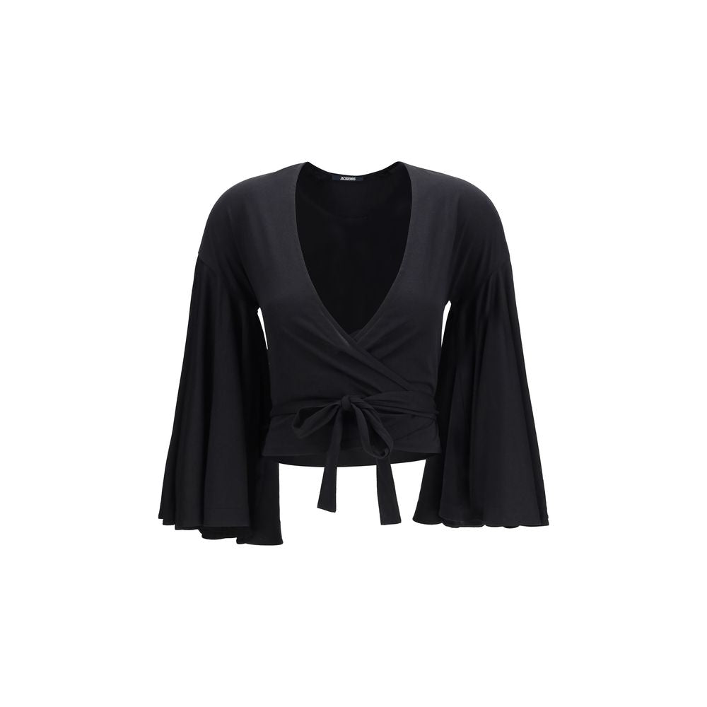 Jacquemus Paysan Wrap Top i sort bomuld