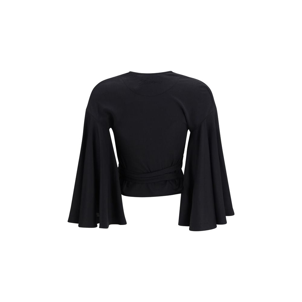 Jacquemus Paysan Wrap Top i sort bomuld