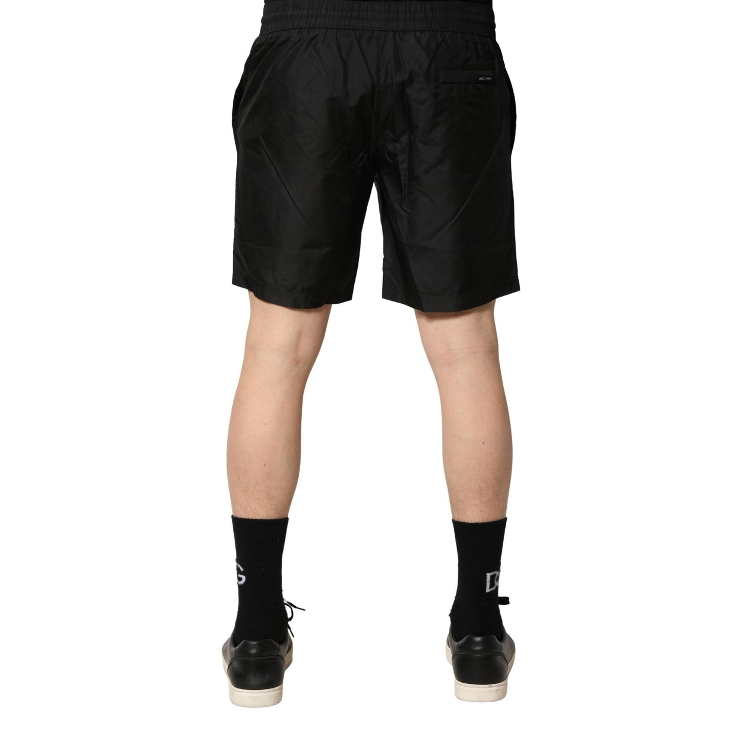 Dolce & Gabbana Black Polyester Drawstring Men Shorts Swimwear