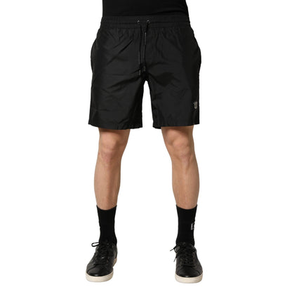 Dolce & Gabbana Black Polyester Drawstring Men Shorts Swimwear