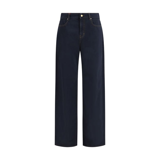 Max Mara Blue Cotton Casual Pants