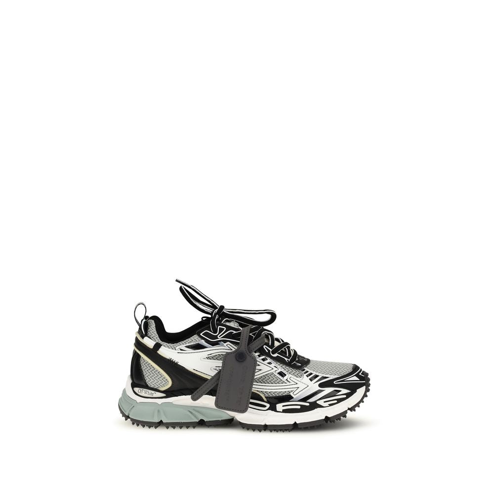 Off-White Gray Polyurethane Athletic Sneakers