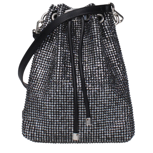 Jimmy Choo crossbody-taske i sort satin – F86359