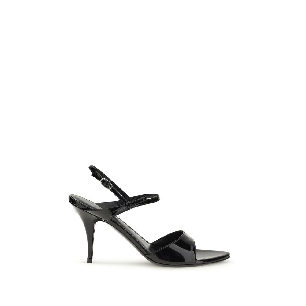 Balenciaga Black Calf Leather Bos Taurus Stiletto Heel Sandals