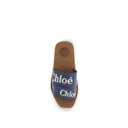 Chloé Blue Cotton Sandals