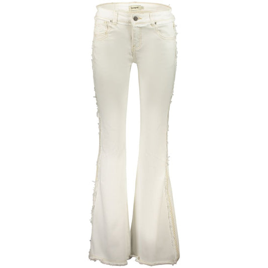 Desigual White Cotton Flared Jeans
