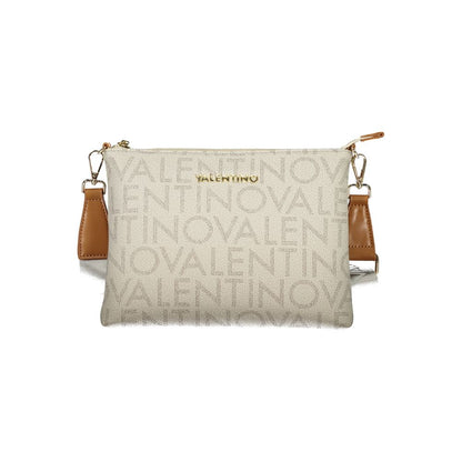 Mario Valentino Beige Polyurethane Women's Bag with Zip Closure and Strap