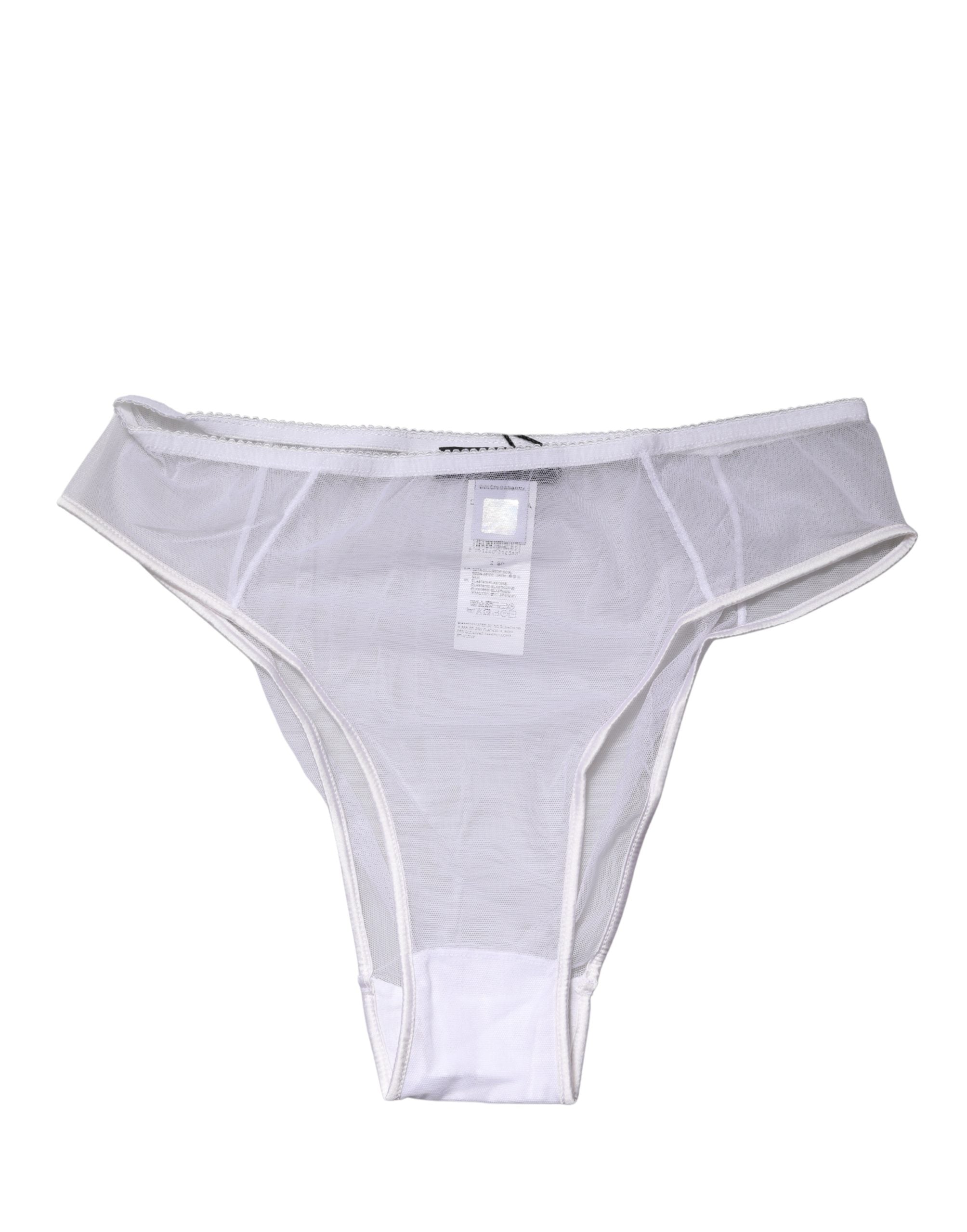 Dolce & Gabbana White Sheer Silk Stretch High Brief Underwear