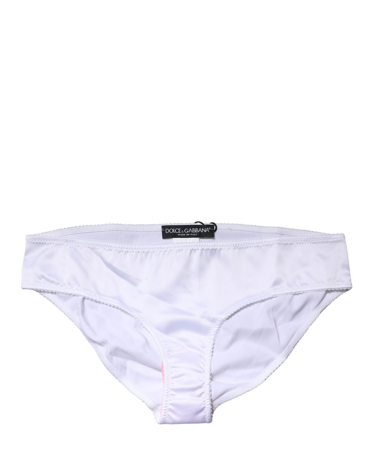 Dolce & Gabbana White Silk Stretch Mid Waist Brief Panty Underwear