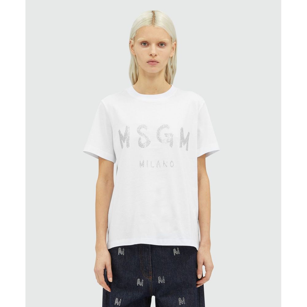 MSGM White Cotton T-Shirt