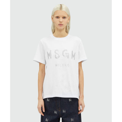 MSGM White Cotton T-Shirt