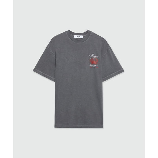 MSGM Gray Cotton T-Shirt