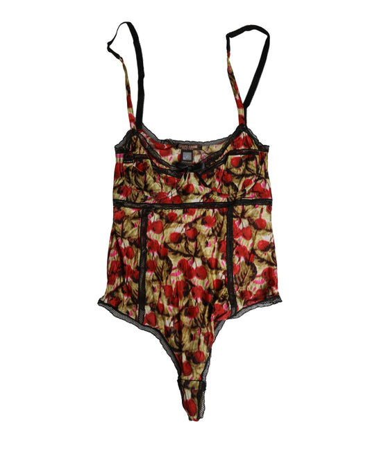 Roberto Cavalli flerfarvet blonde-bodystocking med kirsebærprint